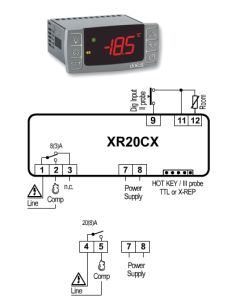 Dixell regulator XR20CX 230 Volt 1 ut og 1 inn